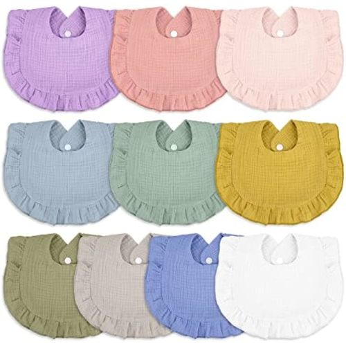 10 Pcs Baby Muslin Bibs Drool Bandana Soft Baby Cotton Bibs for Newborn Baby Girl Boy Toddlers Infants Teething