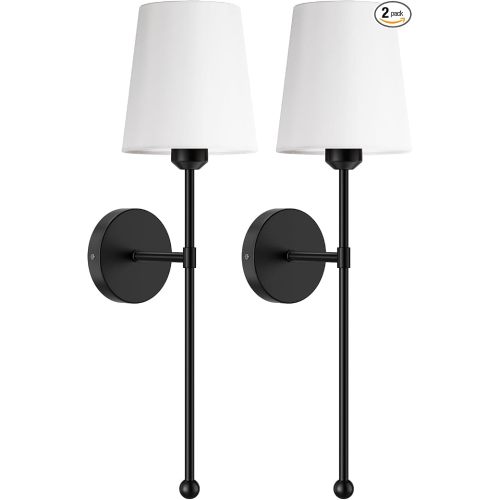 Battery Operated Wall Sconces, Black, 2 Pack with Magnetic Bulbs,RF Remote