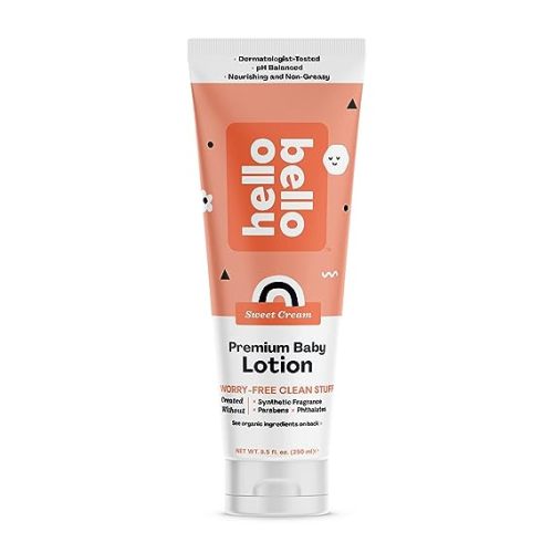 Hello Bello Premium Baby Lotion - Gentle Hypoallergenic Vegan Formula to Nourish and Moisturize - Sweet Cream Scent - 8.5 oz - 8.5 Fl Oz (Pack of 1)