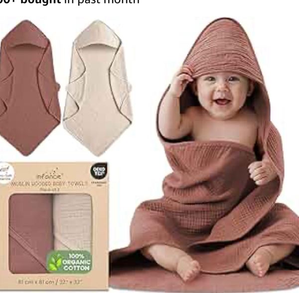 Infancie 100% Organic Cotton Muslin Hooded Baby Towels 2 Pack 81 X 81 CM Baby Bath Towel Soft Breathable Lightweight Quick Dry Gentle On Baby Skin for Newborns and Infants : Amazon.ca: Baby