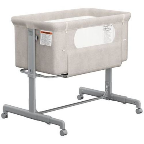 BabyBond 3-in-1 Baby Bassinet with Comfy Mattress, Wheels & 6 Height Adjustments(Beige)