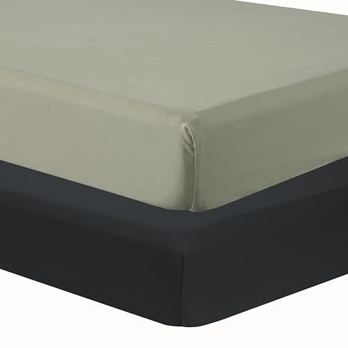 Little Peaches Baby Crib Sheets Neutral - Super Soft & Breathable Baby Crib Mattress Sheet, Toddler Bed Sheets for Boys & Girls, 4 Way Stretch Knitted Baby Bed Sheets, 2 Pack - London Fog & Black