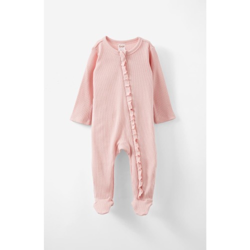 Organic Pointelle Ruffle Zip All In One, 0-3M