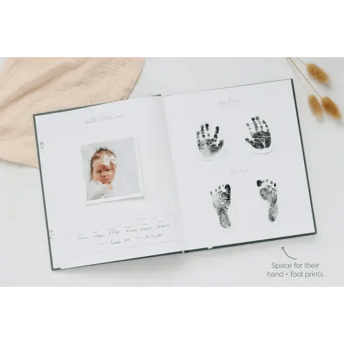 Linen Baby Book - Sage