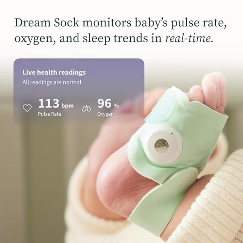 Owlet Dream Sock® - FDA-Cleared Smart Baby Monitor - Track Live Pulse (Heart) Rate, Oxygen in Infants - Receive Notifications