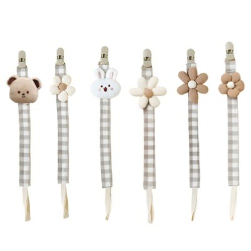 XIRQI 6Pcs Pacifier Clip,Cute Bear Shape Design Pacifier Holder,Sturdy and Durable Anti-Loss Essential Binky Clips