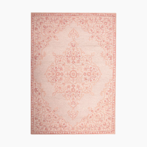 Crane Baby Hand Tufted Wool Medallion Rug - Rose