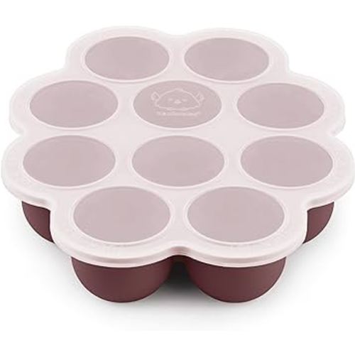 Silicone Baby Food Freezer Tray with Clip-on Lid - 2oz x 10 Pods Baby Food Silicone Freezer Molds, Breast Milk Freezer Tray, Dishwasher, Microwave, BPA-Free Baby Food Storage Tray (Mulberry)