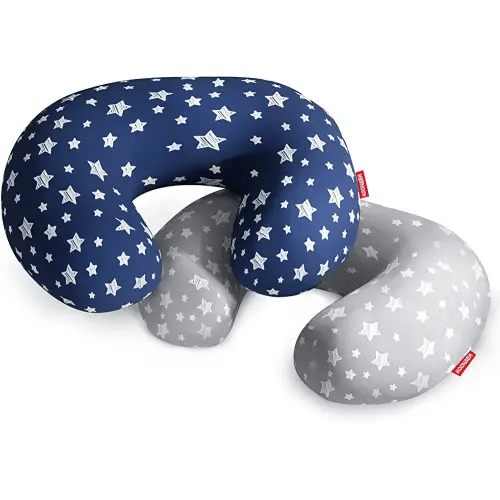 2 Pack Nursing Pillow Cover Grey and Navy for Infant, Snug Fits Boppy Nursing Pillows, Breastfeeding Nursing Pillow Slipcovers Super Soft, for Breastfeeding Moms, Navy & Gray Star