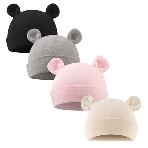 PESAAT Newborn Hospital Hat 0-12Months Preemie Boys Girls Beanie Solid Infant Baby Hats Autumn Winter