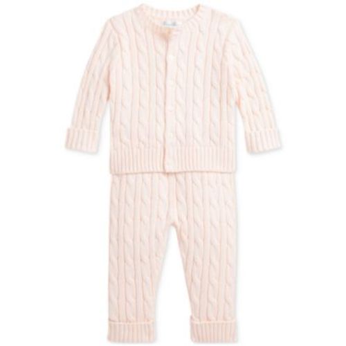 Baby Boys Cotton Cable-Knit Cardigan & Pants Set