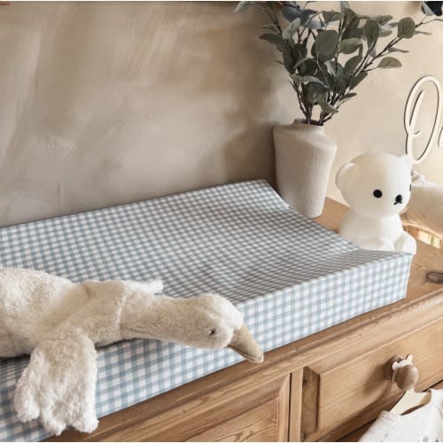 Mabel & Fox - Wedge Baby Changing Mat - Blue Gingham | Mabel & Fox