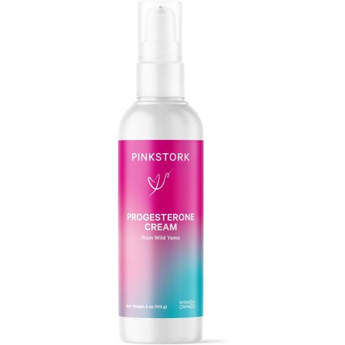 Pink Stork Progesterone Cream for Women to Support Hormone Balance and Fertility, Wild Yam Bioidentical Natural Progesterone Supplement, Unscented, 4 oz