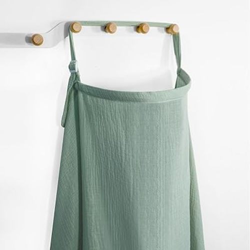 Muslin Nursing Cover for Breastfeeding,Breathable Breastfeeding Cover up with Arch Neckline for Women,Machine Washable & Dryer Safe Feeding Cover Up,43.3” x 25.6” (Light Green)