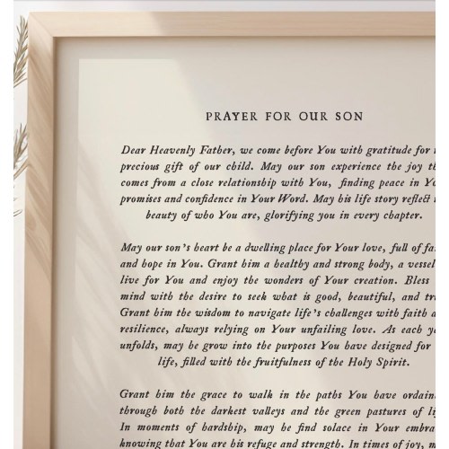 Prayer for Son, Gift for Son's Birthday, Gift for Baby Boy Shower, Family Gift for new child, New Baby Gift, Christian Boy