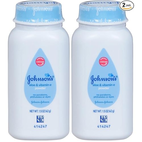 Johnson's Baby Naturally Derived Cornstarch Baby Powder with Aloe and Vitamin E for Delicate Skin, Hypoallergenic and Free of Parabens, Phthalates, and Dyes for Gentle Baby Skin Care, 1.5 oz