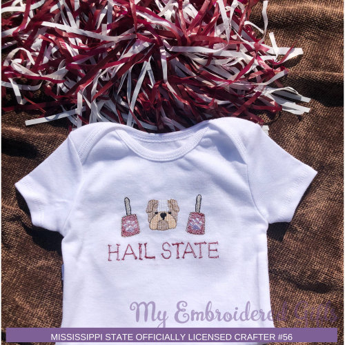 Personalized Embroidered Mississippi State Infant Body Suit/ Mississippi State Custom Body Suit / Children's and Infant's Monogrammed