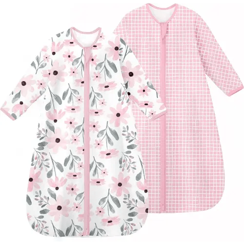 Yoofoss Baby Sleep Sack 0-6 Months Long Sleeve Wearable Blanket Baby 100% Organic Cotton 2-Way Zipper 0.5 Tog Newborn Sleeping Sack, Lightweight(Small)