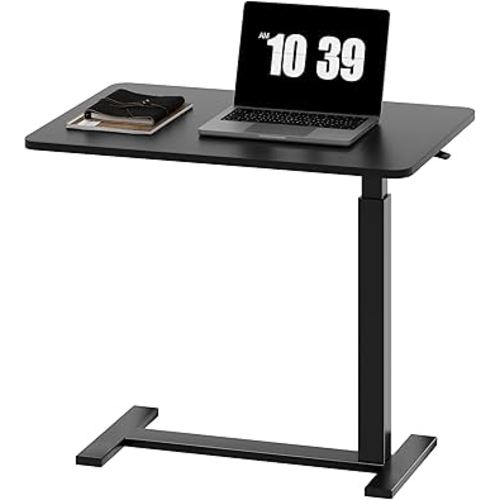 Sweetcrispy Overbed Bedside Table with Wheels, Adjustable Hospital & Home Use Bed Table, Rolling Laptop Table, Mobile Standing Desk, Black