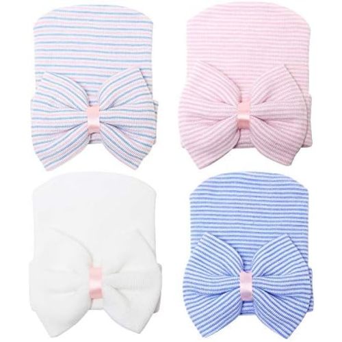Sarfel Newborn Hats for Girls Hospital Hat Baby Girl Bows and Headbands Infant Beanie Nursery Caps