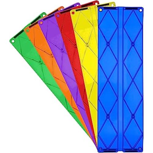 PicassoTiles 6 Piece Race Track Ramp Magnetic Building Block Set Magnet Tiles Construction Toy STEM Learning Kit Education Playset Playboard Pretend Play Stacking Blocks Child Brain Development PTR06