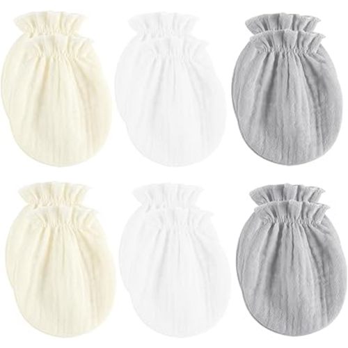 Newborn Mittens No Scratch 100% Cotton Mitts Boy's girl's baby Mittens 0-6 months 6 Pack