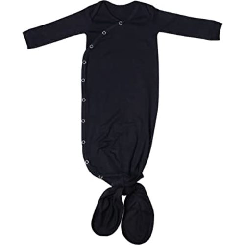 Copper Pearl Baby Gown - Knotted Newborn Sleepers for Baby Boy and Girl, Soft Stretchy Long Sleeve Infant Gowns with Bottom Tie and Hand Mittens, Perfect Hospital Coming Home Outfit (Midnight)