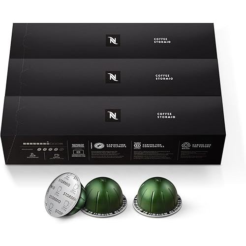 Nespresso Capsules Vertuo, Stormio, Dark Roast Coffee, 30-Count Coffee Pods, Brews 7.8oz.