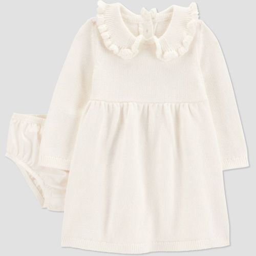 Carter's Just One You® Baby Girls' 2pc Ruffle Sweater Dress - Ivory