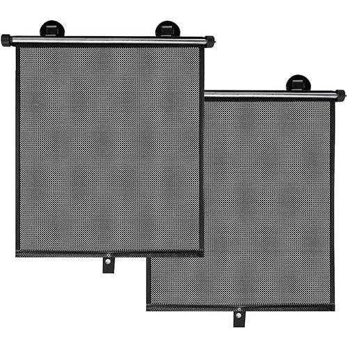 Auto Retractable Roller Sun Shade for Car Window - Block Glare and Heat, 2Pcs