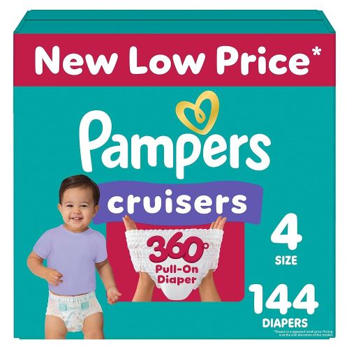 Pampers Diapers - Cruisers 360 - Size 4, 144 Count, Babyproof up to 100% Leakproof Pull-On Diaper