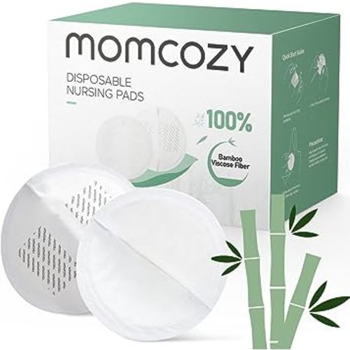 Momcozy Bamboo Fiber Disposable Nursing Pads, 100% Natural Materials and 100% Biodegradable Breast Pads, Breastfeeding Essentials for Moms, 80 Count