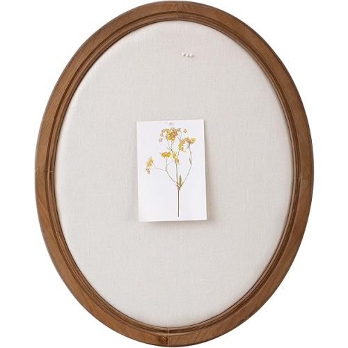 SOFE Oval Framed Linen Bulletin Board, Unique Fabric Pin Boards for Walls, 21 x 17 Inches Hanging Vision Board, Message Display Notice Memory Board for Office Home and School with Pins