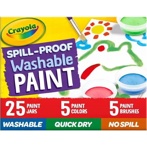 Crayola Spill Proof Paint Set (25ct), Washable Paint for Kids, Kids Craft Supplies, Holiday Gift for Toddlers & Kids, Nontoxic, 3+