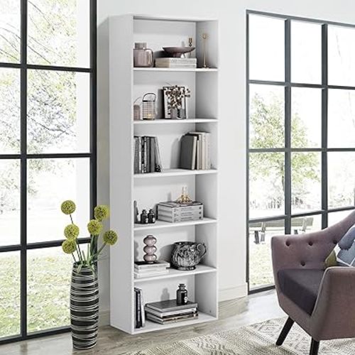 71" Tall 6-Tier Bookshelf, Large Open Display Bookcase with Ample Storage, Floor Standing Book Shelf for Living Room, Home Office, Bed Room, White