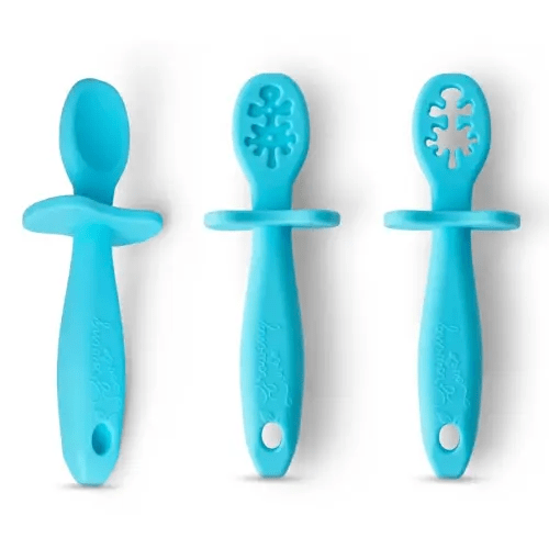Growing Love Baby Spoons Set, Self Feeding 6 months, Pre-Spoon, Baby utensils, training spoon, cuchara bebe, blw, 100% silicone, Anti choke shield