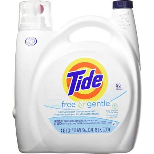 Tide Free & Gentle HE Liquid Laundry Detergent, Unscented, 4.43 L (96 Loads)