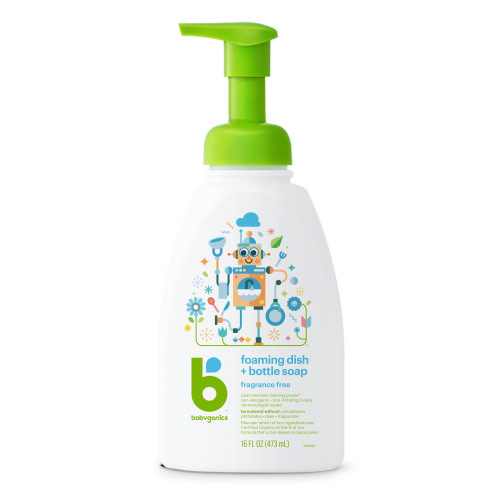 Babyganics Safe Baby Dish Washing Liquid, Foaming Dish Soap, Pump Bottle, Fragrance Free, 16oz