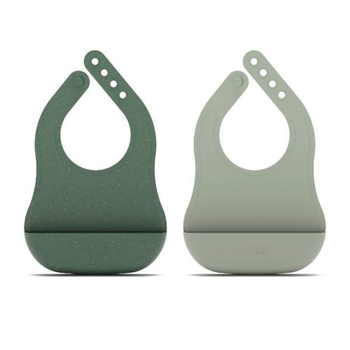 Lalo 2pk Silicone Bibs - Oatmeal