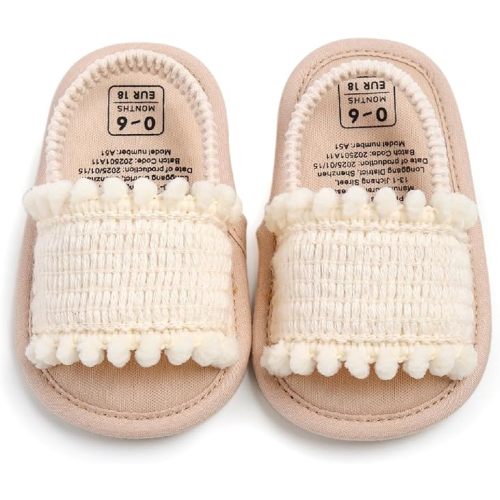 TIMATEGO Infant Baby Girls Sandals Non Slip Soft Sole T-Strap Flip Flops Toddler First Walker Crib Dress Shoes 3-18 Months
