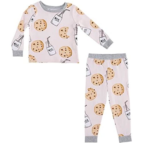 Mud Pie Baby Girls' Milk and Cookies Pajama Set, Pink