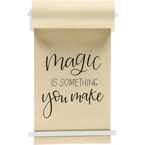 Roller Kraft Paper Roll Display - Wall Decor, Wall Art, Wall Mount, Kitchen Decor, Farmhouse Decor - (1) Kraft Paper Roll Included (18 Inch, White)