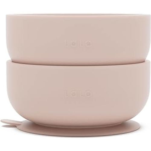 Lalo Suction Bowls - 2 Pack, 100% Silicone Non-Toxic BPA-Free Baby Bowls with Suction Base To Prevent Accidental Tip-Overs - Silicone Bowls For Babies And Toddlers - Grapefruit