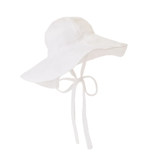 Cissy Sun Hat - Worth Avenue White Seersucker