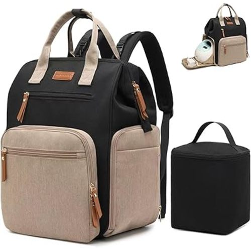Qualyphant Extra Large Breast Pump Bag with Cooler Bag | Fit for Spectra S1 S2 Momcozy Medela | Pumping Bags for Work Moms | Dual-Deck Design & Convertible | Diaper Backpack for Travel