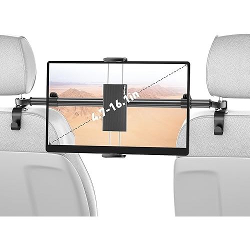 Car Tablet Holder Mount for iPad: Headrest Tablet Stand for Car Back Seat Compatible with iPad Pro Air Mini | Galaxy Tab | Kindle Fire HD | Switch OLED or Other 4.7-16.1" Devices