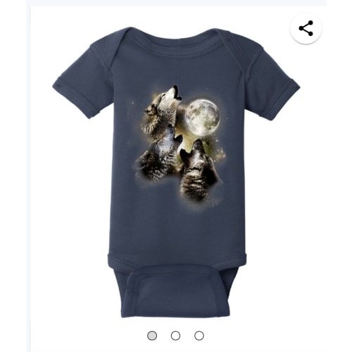 Wolf Shirt Three Wolves Moon Wolf Moon Baby Bodysuit