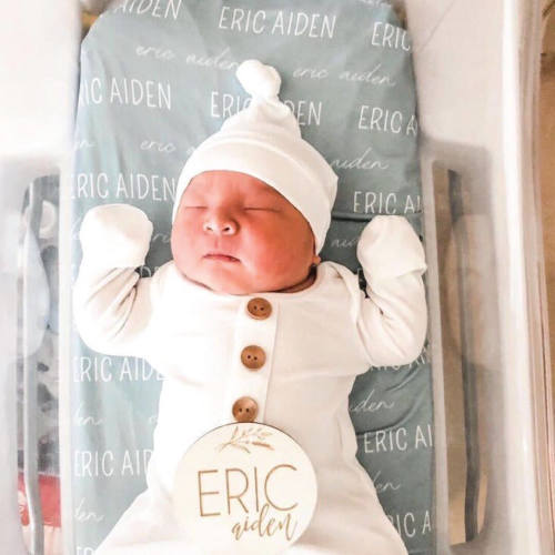 Personalized Sea Salt Baby Name Swaddle Blanket - Block & Script