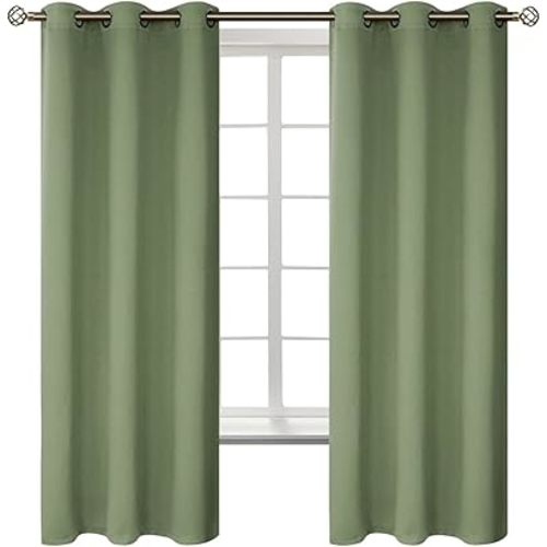 BGment Grass Green Black Out Curtains 63 Inch Long for Bedroom - Spring Style Room Decor Thermal Insulated Grommet Minimalist Window Treatments Drapes, 2 Panels, 42 x 63 Inch