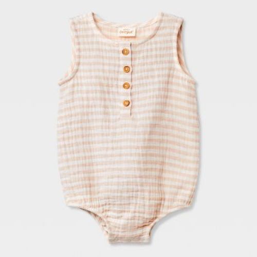 Baby Gauze Romper - Cat & Jack™ Light Brown 12m
